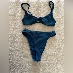 Dark Teal Ribbed Bikini Set